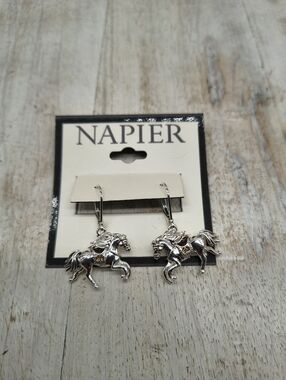 Napier Silver-Tone Horse Earrings